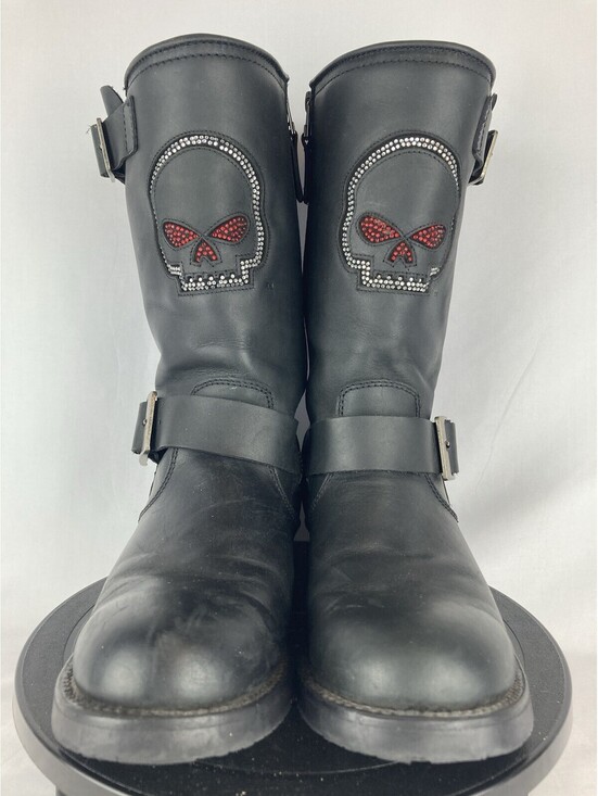 Harley-Davidson Shoes - Women’s Size 8.5 Harley-Davidson D87134 Rhinestone Skull Biker Leather Boots